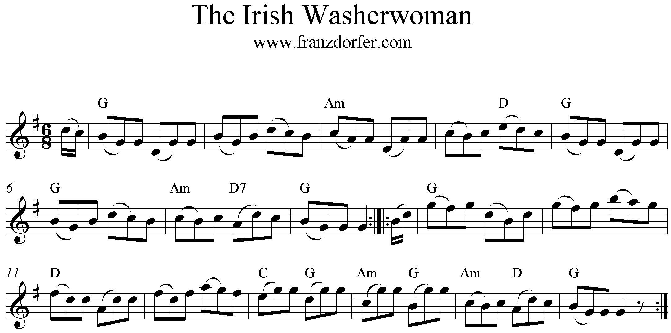Freesheet Music The Irish Washerwoman